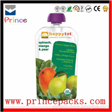 Wholesale high quality fruit juice/baby food packaging spout pouch